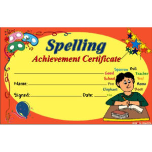 Spelling Achievement Certificate A003
